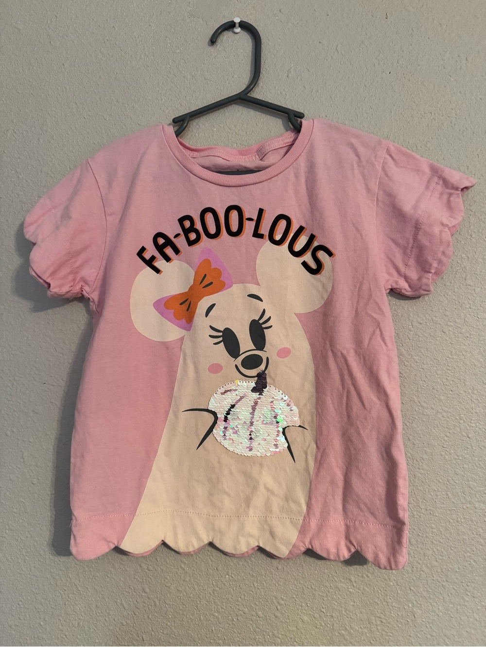 Disney Pink 'Fa-Boo-Lous' Cutie Ghost Graphic Tee with changing pumpkins